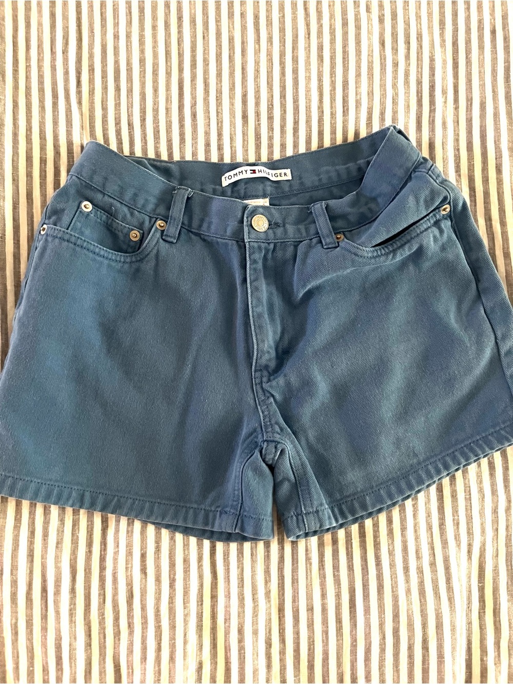 Vintage Tommy Hilfiger MidRise Cotton Twill Shorts Blue Size 4 - Picture 1 of 4